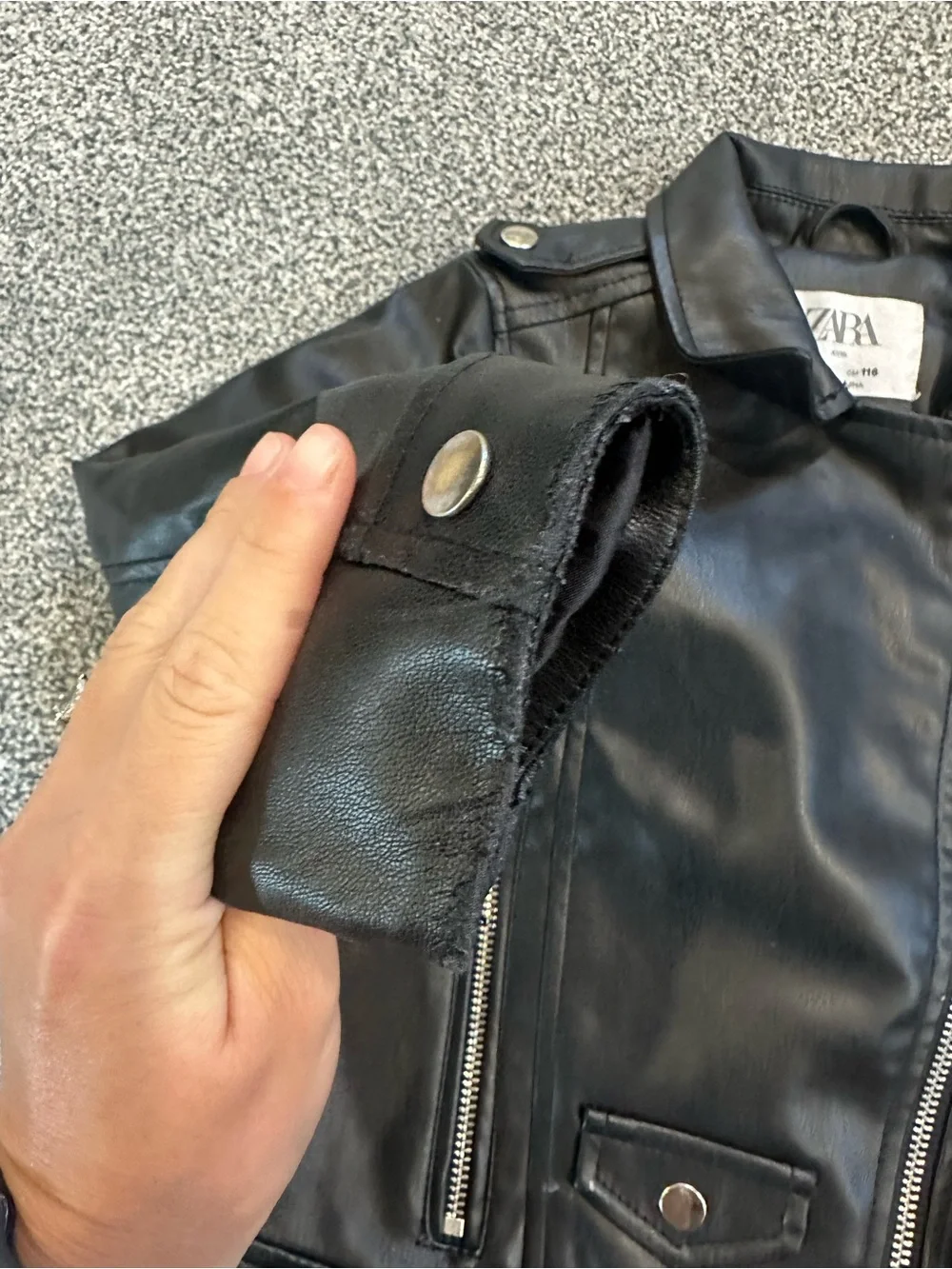 ZARA Kids Black Faux Leather Moto Jacket